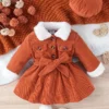 Vêtements pour bébé fille Vêtements pour bébé fille, col en fourrure, couleur unie, robe à manches longues avec chapeau et ceinture, ensemble 3 pièces 18 octobre 2024 Kotazando