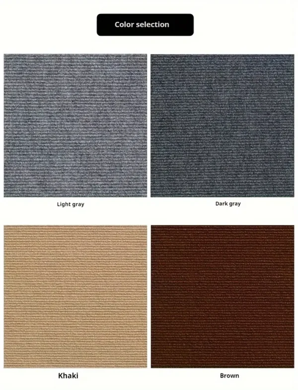 Dalles de moquette autocollantes carrées pour bureau et maison, tapis antidérapants en polyester avec envers en mousse, fabriqués à la machine, motif uni, Parfait pour la décoration de la chambre, du bureau et du porche (lot de plusieurs pièces) – Image 21