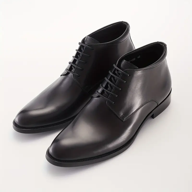 Bottes habillées haut de gamme pour hommes, Style britannique, cuir de vachette véritable fabriqué à la main avec fermeture à lacets pour les affaires et les vêtements décontractés, semelle en caoutchouc durable 4 Bottes habillées haut de gamme pour hommes, Style britannique, cuir de vachette véritable fabriqué à la main avec fermeture à lacets pour les affaires et les vêtements décontractés, semelle en caoutchouc durable – Image 3