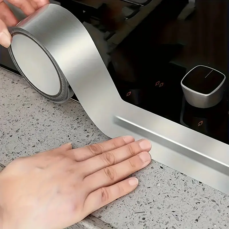 Ruban d'étanchéité en aluminium pour cuisine, Imperméable, résistant à l'huile, aux hautes températures et au feu pour les joints de cuisinière et de tuyaux 2 Ruban d'étanchéité en aluminium pour cuisine, Imperméable, résistant à l'huile, aux hautes températures et au feu pour les joints de cuisinière et de tuyaux