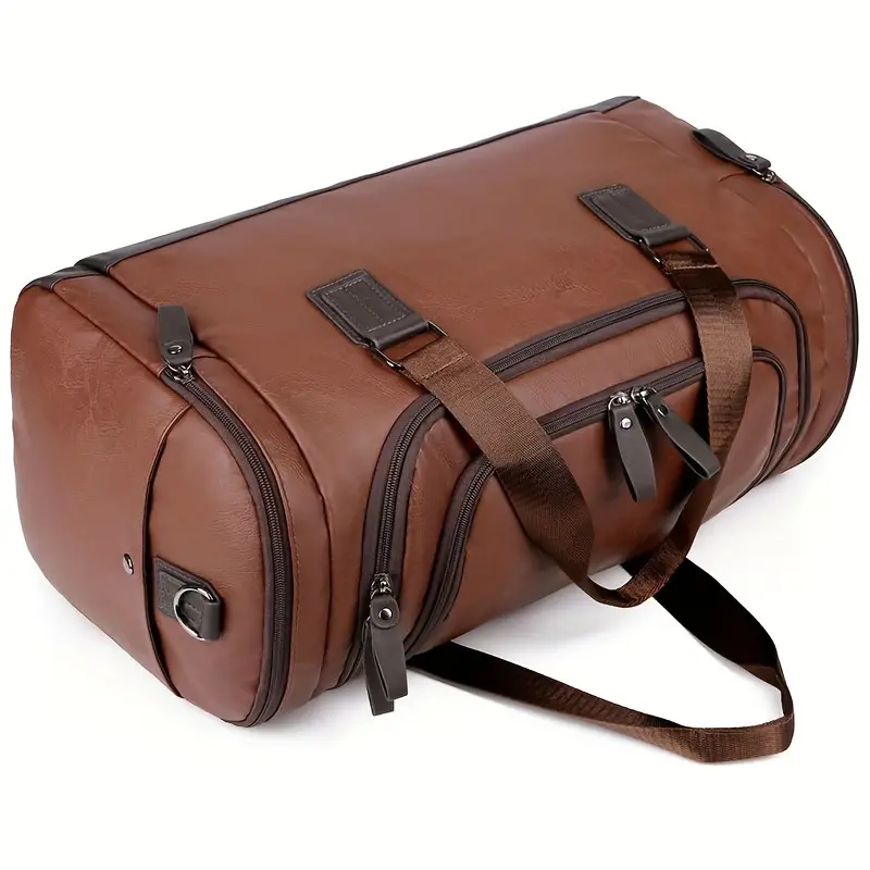 Sac de voyage en PU de grande capacité pour homme, sac à bandoulière durable et élégant avec bandoulière réglable, idéal pour la salle de sport et les voyages 4 Sac de voyage en PU de grande capacité pour homme, sac à bandoulière durable et élégant avec bandoulière réglable, idéal pour la salle de sport et les voyages – Image 3