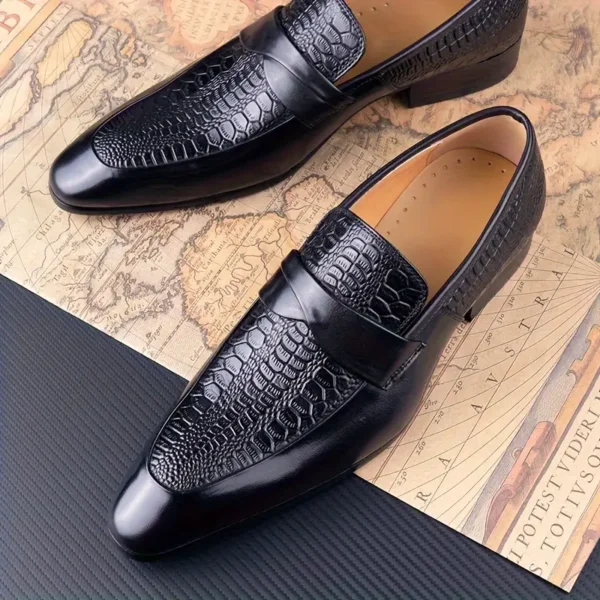 Mocassins à bout ciselé pour hommes avec dessus en cuir, chaussures confortables à enfiler, respirantes et résistantes à l'usure pour les occasions professionnelles, chaussures de bureau quotidiennes pour hommes - Image 8