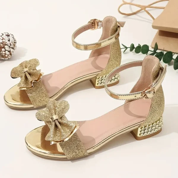 Chaussures à talons hauts tendance et mignonnes avec nœud papillon et bout ouvert pour filles, chaussures habillées légères et respirantes pour les vacances, les fêtes, les mariages, le printemps et l'été