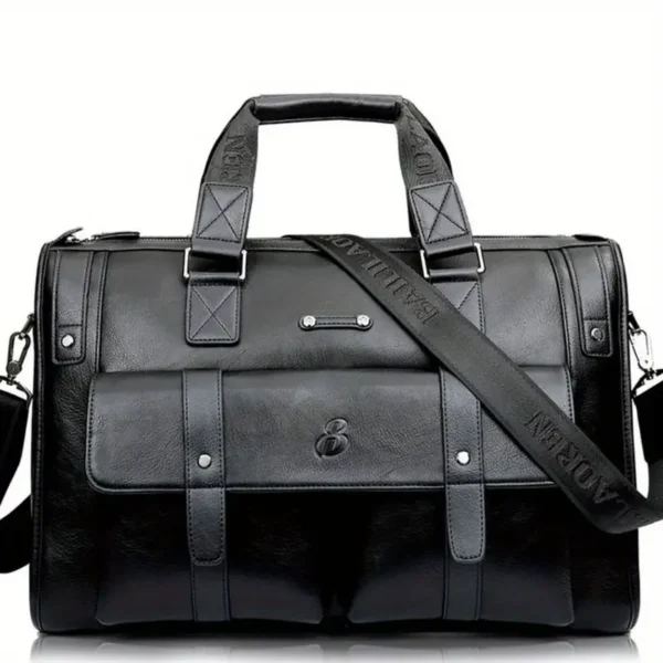 Mallette pour homme haut de gamme conforme à la TSA, Sac d'ordinateur en cuir PU de style britannique rétro avec doublure en polyester, résistant aux taches et à la décoloration, sacoche d'affaires et pochette résistante à l'eau avec ornement à bouton