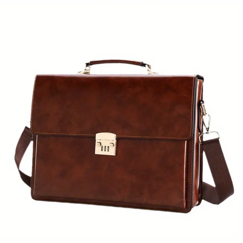 Mallette d'affaires élégante pour homme avec verrouillage par mot de passe, bandoulière réglable et compartiment pour tablette, Sac à main en similicuir imperméable pour le travail et le bureau 7 Mallette d'affaires élégante pour homme avec verrouillage par mot de passe, bandoulière réglable et compartiment pour tablette, Sac à main en similicuir imperméable pour le travail et le bureau – Image 6