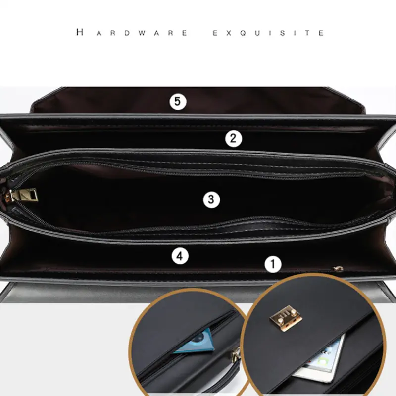 Mallette d'affaires élégante pour homme avec verrouillage par mot de passe, bandoulière réglable et compartiment pour tablette, Sac à main en similicuir imperméable pour le travail et le bureau 10 Mallette d'affaires élégante pour homme avec verrouillage par mot de passe, bandoulière réglable et compartiment pour tablette, Sac à main en similicuir imperméable pour le travail et le bureau – Image 9