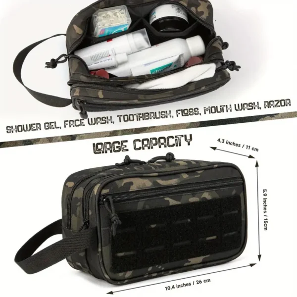 Sac à main d'extérieur tendance et résistant à l'usure pour homme, système Molle, portable, léger, grande capacité, trousse de toilette de voyage, sacs de rangement pour petits articles – Image 5