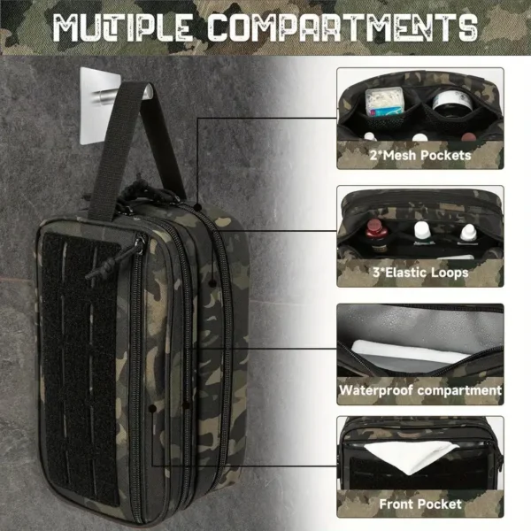 Sac à main d'extérieur tendance et résistant à l'usure pour homme, système Molle, portable, léger, grande capacité, trousse de toilette de voyage, sacs de rangement pour petits articles – Image 8