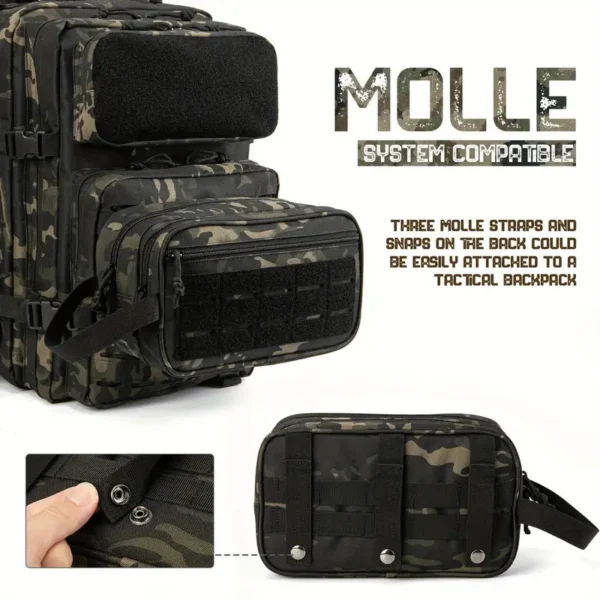 Sac à main d'extérieur tendance et résistant à l'usure pour homme, système Molle, portable, léger, grande capacité, trousse de toilette de voyage, sacs de rangement pour petits articles – Image 10