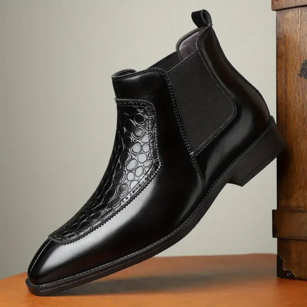 Bottines Chelsea élégantes pour hommes, À enfiler, bout pointu avec semelle en caoutchouc pour toutes les saisons – Image 3