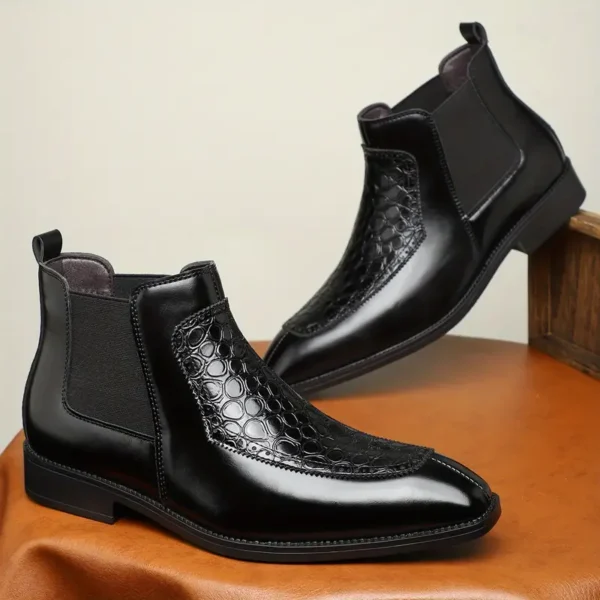 Bottines Chelsea élégantes pour hommes, À enfiler, bout pointu avec semelle en caoutchouc pour toutes les saisons – Image 5