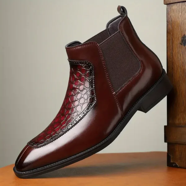 Bottines Chelsea élégantes pour hommes, À enfiler, bout pointu avec semelle en caoutchouc pour toutes les saisons – Image 6