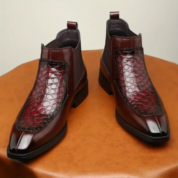 Bottines Chelsea élégantes pour hommes, À enfiler, bout pointu avec semelle en caoutchouc pour toutes les saisons – Image 7