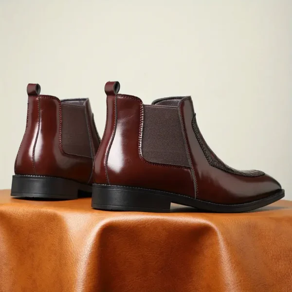 Bottines Chelsea élégantes pour hommes, À enfiler, bout pointu avec semelle en caoutchouc pour toutes les saisons – Image 11