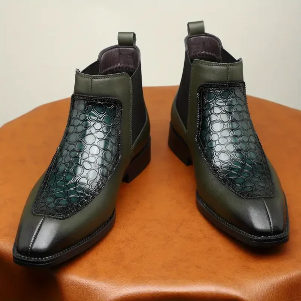 Bottines Chelsea élégantes pour hommes, À enfiler, bout pointu avec semelle en caoutchouc pour toutes les saisons – Image 12
