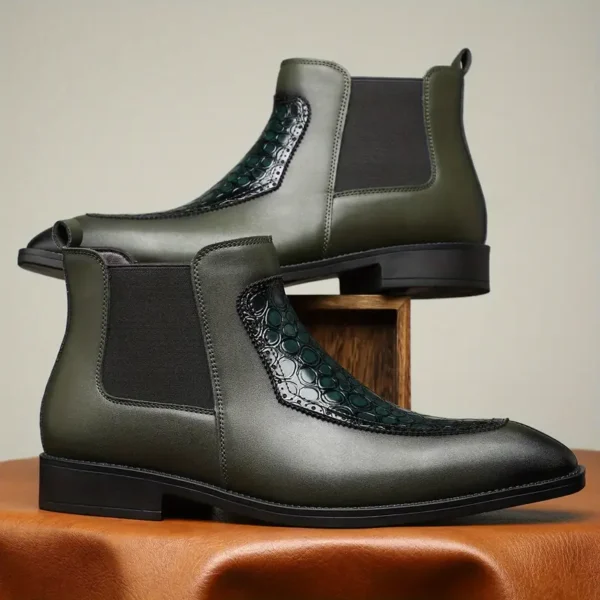 Bottines Chelsea élégantes pour hommes, À enfiler, bout pointu avec semelle en caoutchouc pour toutes les saisons – Image 13