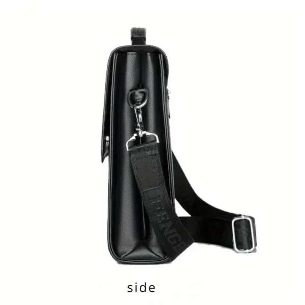 Porte-documents en similicuir pour homme, Sac à main d'affaires multicouche de grande capacité pour le travail et les déplacements, Disponible en marron foncé/noir – Image 4