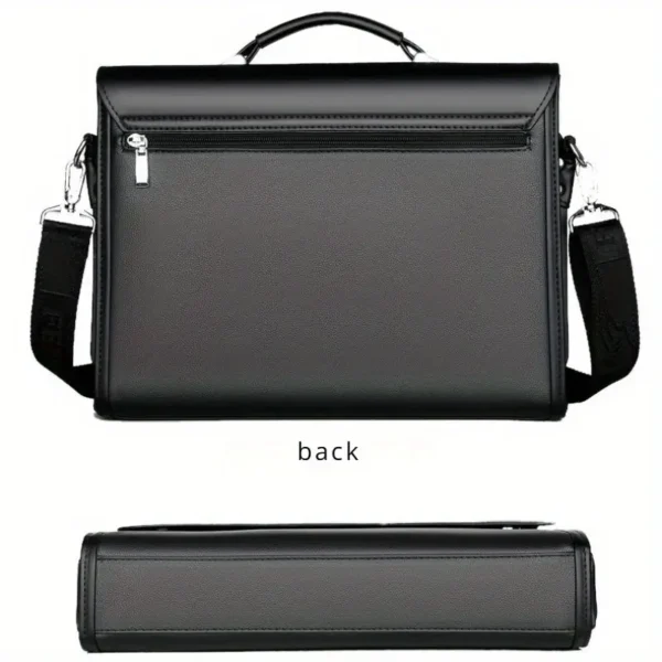 Porte-documents en similicuir pour homme, Sac à main d'affaires multicouche de grande capacité pour le travail et les déplacements, Disponible en marron foncé/noir – Image 8
