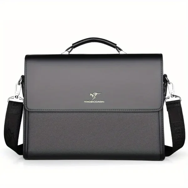 Porte-documents en similicuir pour homme, Sac à main d'affaires multicouche de grande capacité pour le travail et les déplacements, Disponible en marron foncé/noir