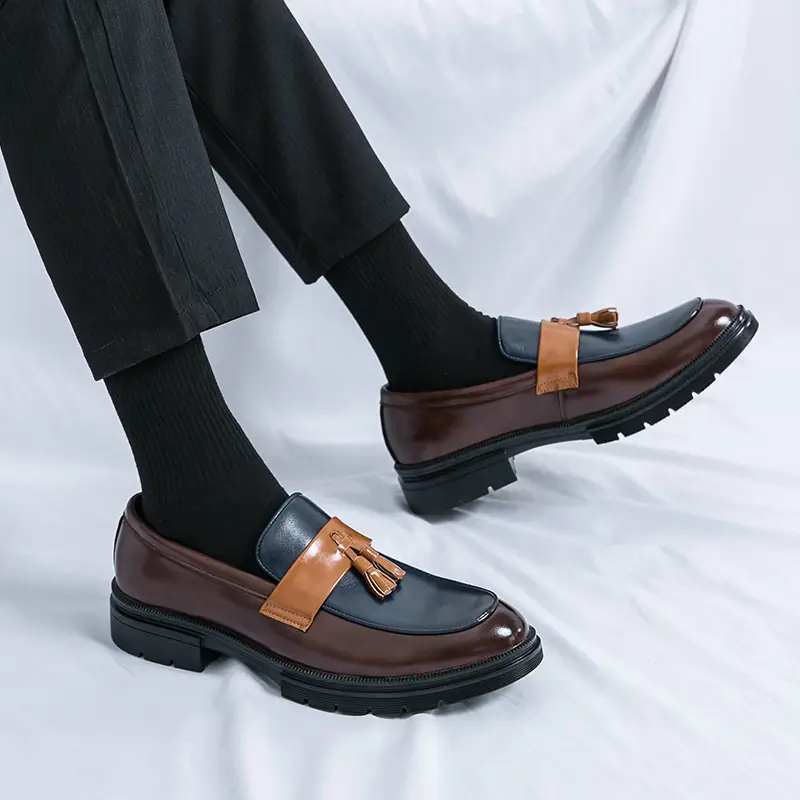 Mocassins classiques tendance pour hommes, similicuir, semelle en caoutchouc, semelle intérieure en EVA, style décontracté, bout rond, à enfiler, convient pour mariage, fête et usage quotidien, saisonnier toute l'année, bas, motif rayé, entretien doux 7 Mocassins classiques tendance pour hommes, similicuir, semelle en caoutchouc, semelle intérieure en EVA, style décontracté, bout rond, à enfiler, convient pour mariage, fête et usage quotidien, saisonnier toute l'année, bas, motif rayé, entretien doux – Image 6