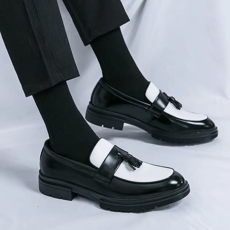 Mocassins classiques tendance pour hommes, similicuir, semelle en caoutchouc, semelle intérieure en EVA, style décontracté, bout rond, à enfiler, convient pour mariage, fête et usage quotidien, saisonnier toute l'année, bas, motif rayé, entretien doux 11 Mocassins classiques tendance pour hommes, similicuir, semelle en caoutchouc, semelle intérieure en EVA, style décontracté, bout rond, à enfiler, convient pour mariage, fête et usage quotidien, saisonnier toute l'année, bas, motif rayé, entretien doux – Image 10