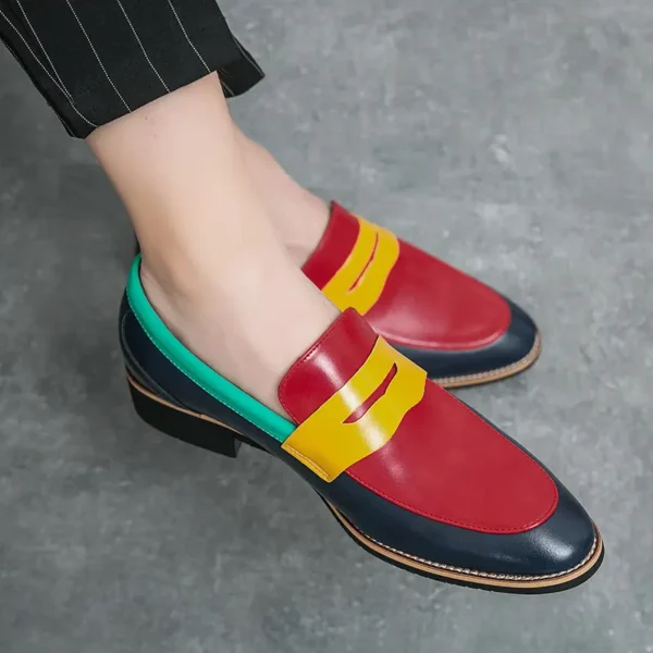 Mocassins classiques tendance pour hommes, similicuir, semelle en caoutchouc, semelle intérieure en EVA, coupe basse, bout rond, motif rayé, style décontracté, convient pour mariage, bureau et usage quotidien, saisonnier toute l'année – Image 11