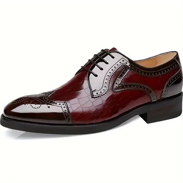 Chaussures richelieu à bout ailé pour hommes, chaussures habillées à lacets respirantes et antidérapantes pour le bureau, le printemps, l'été et l'automne – Image 2