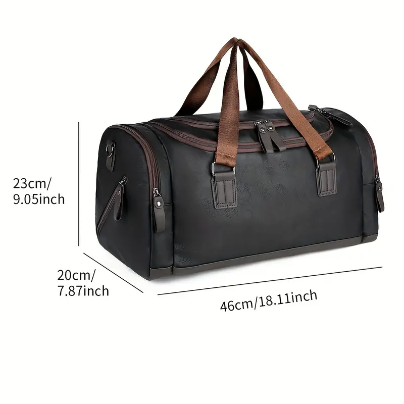 Sac de voyage en PU de grande capacité pour homme, sac à bandoulière durable et élégant avec bandoulière réglable, idéal pour la salle de sport et les voyages 3 Sac de voyage en PU de grande capacité pour homme, sac à bandoulière durable et élégant avec bandoulière réglable, idéal pour la salle de sport et les voyages – Image 2