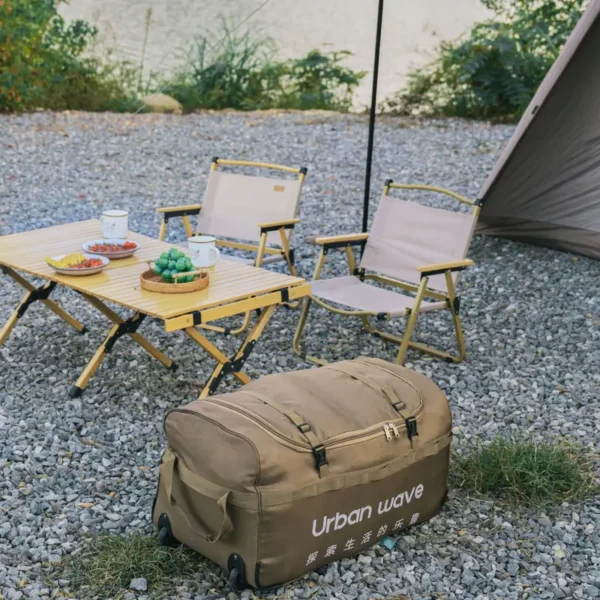 Sac de rangement grande capacité URBANWAVE 50 L, Style vintage, séparation sèche et humide, tissu Oxford durable pour le camping, les voyages, le yoga et le fitness – Image 2