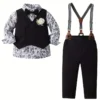 Ensemble 3 pièces pour garçon Ensemble 3 pièces pour garçon, chemise à nœud papillon, gilet et salopette, tenue de soirée pour discours, fête d'anniversaire, vêtements pour enfants pour printemps, automne, hiver, vêtements d'extérieur 26 décembre 2024 Kotazando