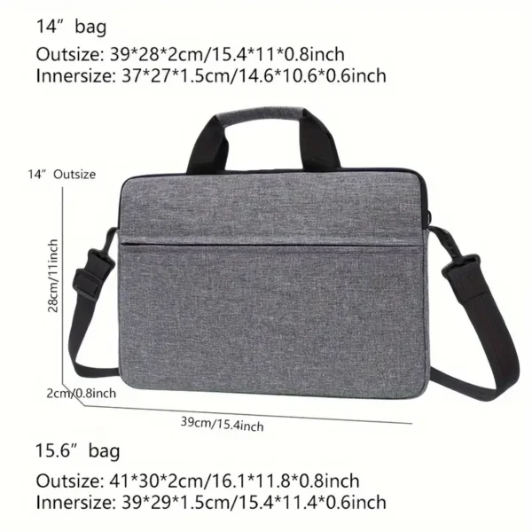 Sacoche pour ordinateur portable de couleur unie avec fermeture à glissière et doubles poignées, sac de transport durable, mallette, sac pour ordinateur portable simple et fin pour les déplacements et l'utilisation quotidienne, design à plusieurs compartiments, articles faciles à organiser – Image 2