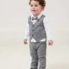 Ensemble 2 pièces pour bébé garçon Ensemble 2 pièces pour bébé garçon, gilet rayé gris avec nœud papillon et pantalon long, costume élégant et romantique pour anniversaire, fête, mariage, style décontracté 1 novembre 2024 Kotazando