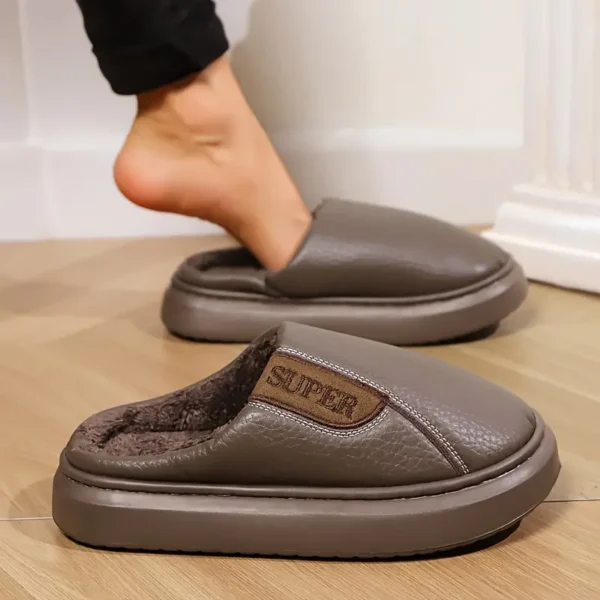 Chaussons en fourrure pour hommes, surdimensionnés, hiver, intérieur, maison, peluche, chauds, antidérapants, semelle épaisse, extérieur, tendance, imperméables