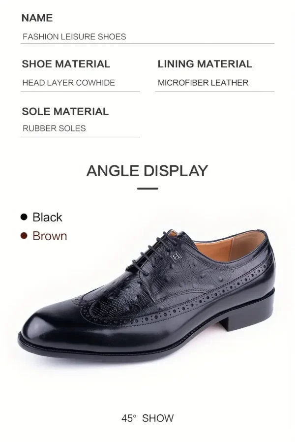 Chaussures richelieu en cuir de qualité supérieure pour hommes, Fabriquées à la main, style décontracté et professionnel avec semelle en caoutchouc pour toutes les saisons – Image 8