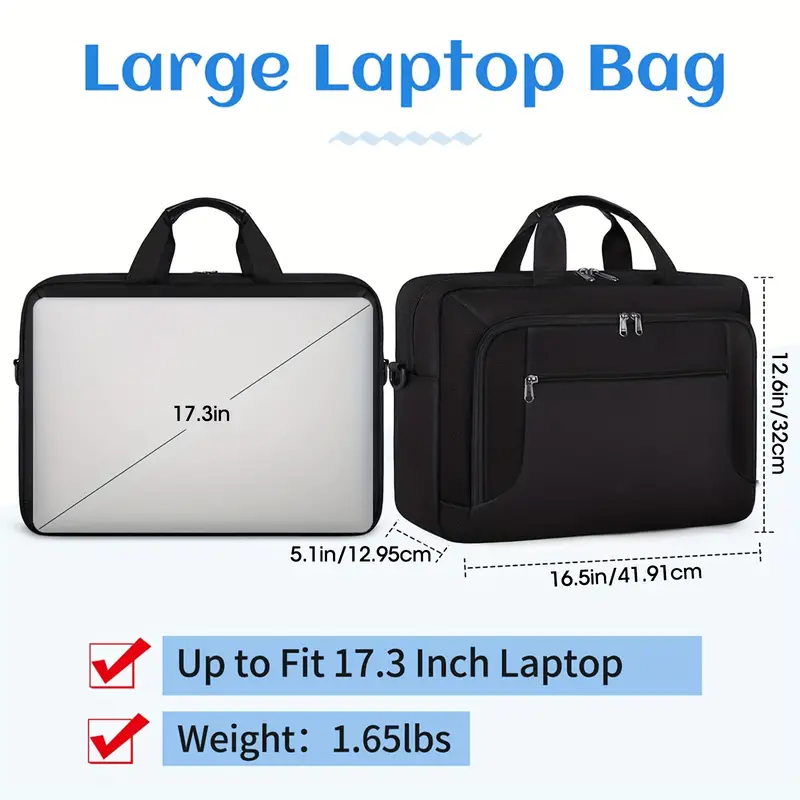 Sacoche pour ordinateur portable 43,94 cm, Sac d'affaires étanche de grande capacité avec bandoulière réglable pour hommes et femmes 8 Sacoche pour ordinateur portable 43,94 cm, Sac d'affaires étanche de grande capacité avec bandoulière réglable pour hommes et femmes – Image 7