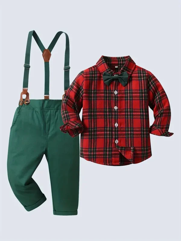 Ensemble de deux pièces pour bébé garçon avec chemise à revers à manches longues et pantalon long Ensemble de deux pièces pour bébé garçon avec chemise à revers à manches longues et pantalon long, salopette tendance et élégante, convient pour une fête d'anniversaire, un mariage, un spectacle, un banquet de mariage, Noël 1 novembre 2024 Kotazando