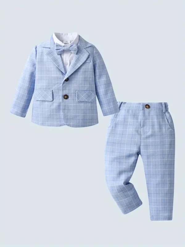 Ensemble 3 pièces décontracté pour bébé garçon Ensemble 3 pièces décontracté pour bébé garçon, chemise à nœud papillon, manteau à carreaux à manches longues et pantalon à carreaux, tissu d'extérieur 1 novembre 2024 Kotazando