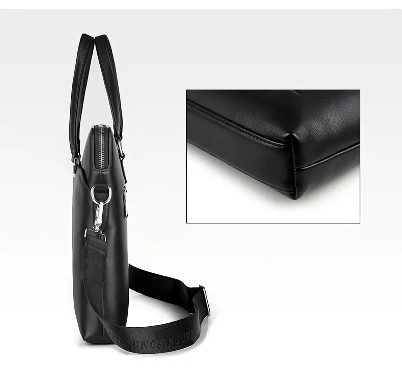 Porte-documents en similicuir noir pour homme, Élégant et polyvalent pour les déplacements quotidiens 4 Porte-documents en similicuir noir pour homme, Élégant et polyvalent pour les déplacements quotidiens – Image 3