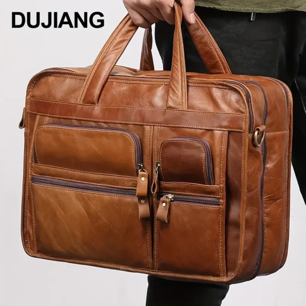 Sac fourre-tout vintage en cuir marron pour homme, mallette d'affaires de 39,62 cm, sac de bureau à bandoulière en cuir de vachette, sacoche de travail professionnelle durable