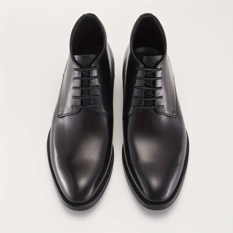 Bottes habillées haut de gamme pour hommes, Style britannique, cuir de vachette véritable fabriqué à la main avec fermeture à lacets pour les affaires et les vêtements décontractés, semelle en caoutchouc durable 5 Bottes habillées haut de gamme pour hommes, Style britannique, cuir de vachette véritable fabriqué à la main avec fermeture à lacets pour les affaires et les vêtements décontractés, semelle en caoutchouc durable – Image 4