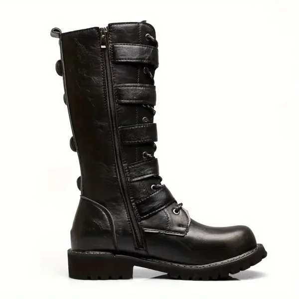 Bottes d'équitation montantes élégantes pour hommes avec fermeture éclair latérale, Chaussures décontractées confortables, antidérapantes et durables pour toutes les saisons – Image 2