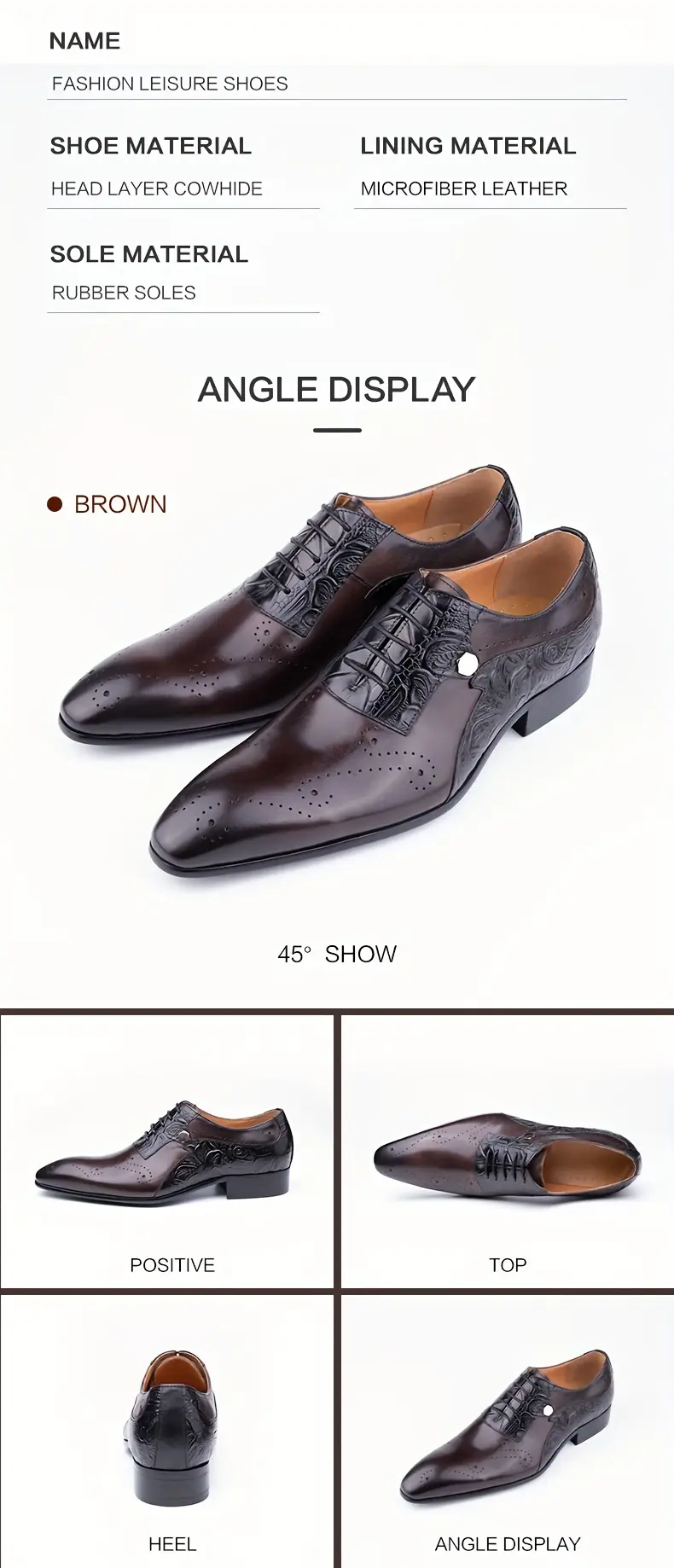 Chaussures Oxford à bout richelieu vintage de luxe pour hommes, confortables, antidérapantes, tige en cuir de vachette pleine fleur, semelle en caoutchouc, chaussures habillées pour hommes 9 Chaussures Oxford à bout richelieu vintage de luxe pour hommes, confortables, antidérapantes, tige en cuir de vachette pleine fleur, semelle en caoutchouc, chaussures habillées pour hommes – Image 8