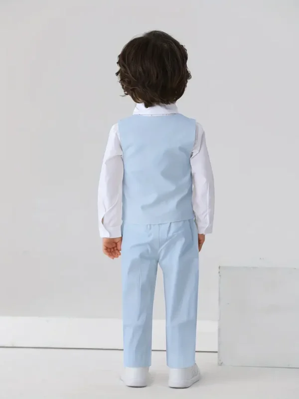 Ensemble 3 pièces pour bébé bleu ciel Ensemble 3 pièces pour bébé bleu ciel, chemise à nœud papillon, gilet et pantalon, tenue de soirée pour discours, fête d'anniversaire, vêtements pour garçon, tissu d'extérieur 1 novembre 2024 Kotazando