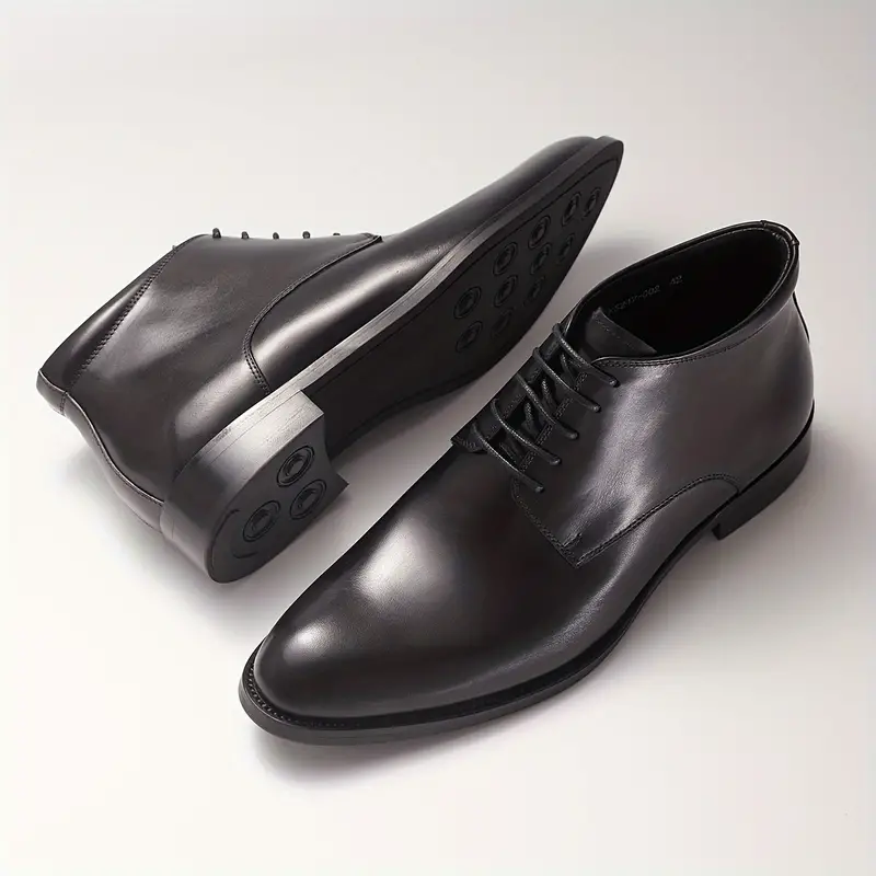 Bottes habillées haut de gamme pour hommes, Style britannique, cuir de vachette véritable fabriqué à la main avec fermeture à lacets pour les affaires et les vêtements décontractés, semelle en caoutchouc durable 7 Bottes habillées haut de gamme pour hommes, Style britannique, cuir de vachette véritable fabriqué à la main avec fermeture à lacets pour les affaires et les vêtements décontractés, semelle en caoutchouc durable – Image 6