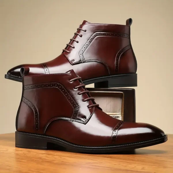 Bottines décontractées à la mode pour hommes, Polyvalentes pour toutes les saisons, à enfiler avec semelle en caoutchouc, similicuir (Copy) – Image 5