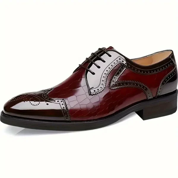 Chaussures richelieu à bout ailé pour hommes, chaussures habillées à lacets respirantes et antidérapantes pour le bureau, le printemps, l'été et l'automne – Image 12