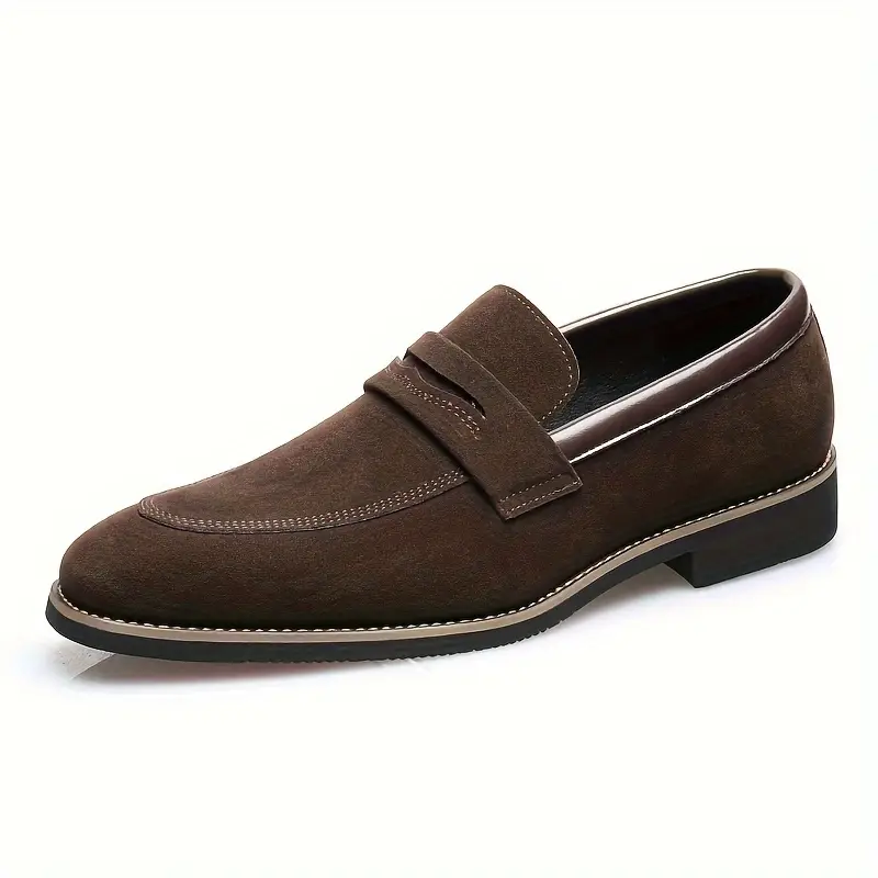Mocassins classiques en similicuir dain pour homme, Chaussures habillées décontractées à enfiler avec bout pointu, couleur unie, confort toutes saisons, entretien facile à sec 3 Mocassins classiques en similicuir dain pour homme, Chaussures habillées décontractées à enfiler avec bout pointu, couleur unie, confort toutes saisons, entretien facile à sec – Image 2