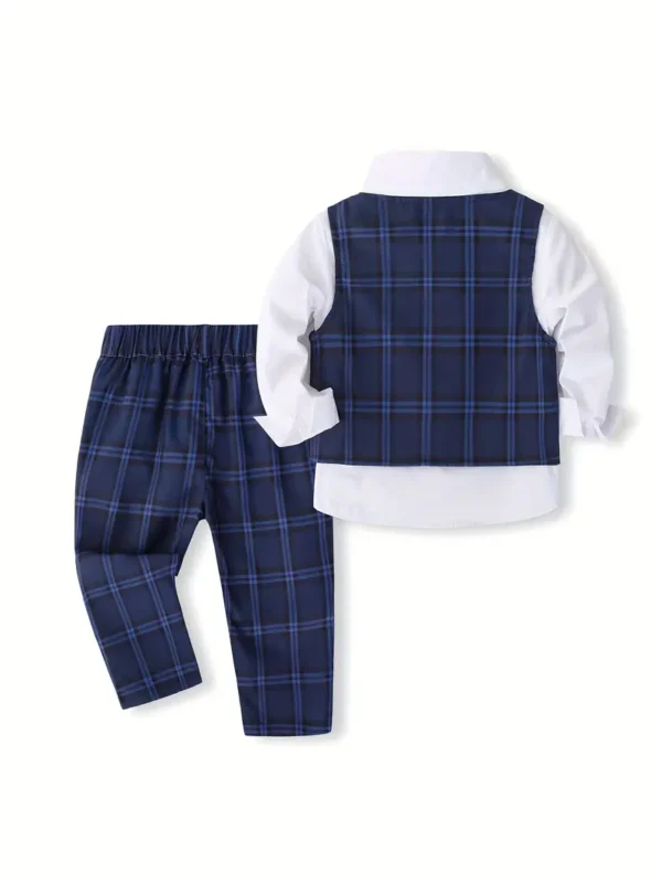 Ensemble 3 pièces pour bébé avec motif écossais Ensemble 3 pièces pour bébé avec motif écossais, chemise à nœud papillon, gilet et pantalon, costume pour tout-petit et bébé garçon pour occasions formelles, photographie, fête d'anniversaire, mariage 1 novembre 2024 Kotazando