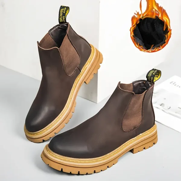Bottines Chelsea pour homme, Élégantes, confortables et polyvalentes pour l'automne/hiver, Cuir supérieur avec semelle en caoutchouc – Image 6