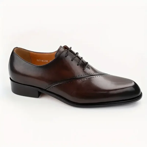 Chaussures Oxford classiques de couleur unie pour hommes, confortables, antidérapantes, semelle en caoutchouc durable, lacets, couche supérieure en cuir de vache, chaussures formelles, chaussures d'affaires pour hommes – Image 6